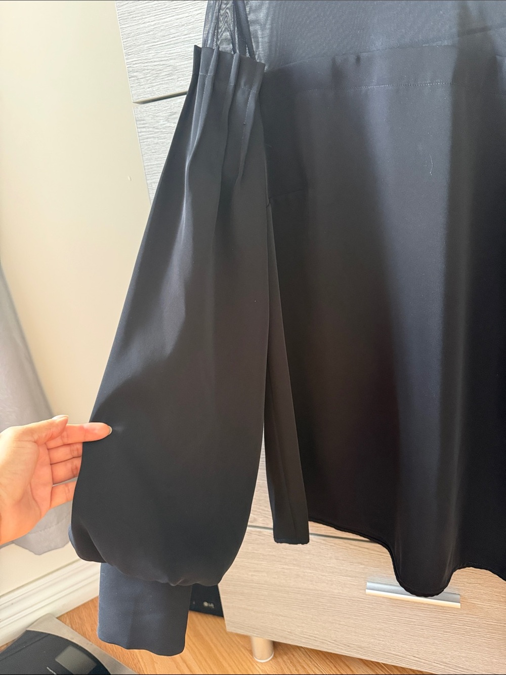 Hilary Radley Black Sheer Yoke Long Sleeve Blouse